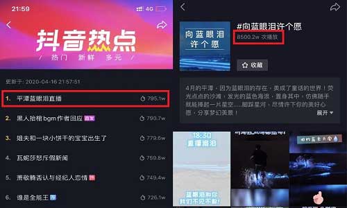 平潭藍(lán)眼淚直播抖音榜首